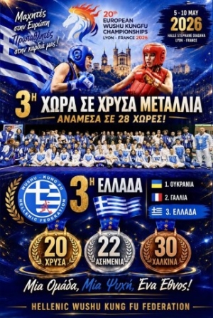 Μεγάλη επιτυχία της Ελληνικής Ομοσπονδίας Wushu Kung Fu στο 20ο Ευρωπαϊκό Πρωτάθλημα Wushu Kung Fu (72 μετάλλια)